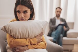 woman nervous about entering a heroin rehab program 